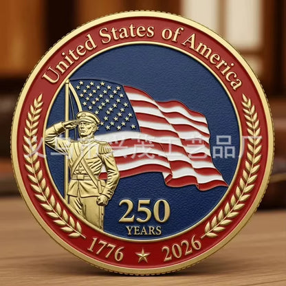 The 250Th Anniversary Independence Day Gold Plated Souvenir Coin America Flag Veteran Collection Coin