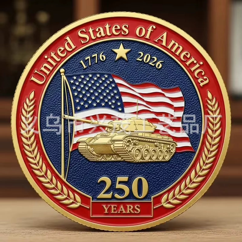 The 250Th Anniversary Independence Day Gold Plated Souvenir Coin America Flag Veteran Collection Coin